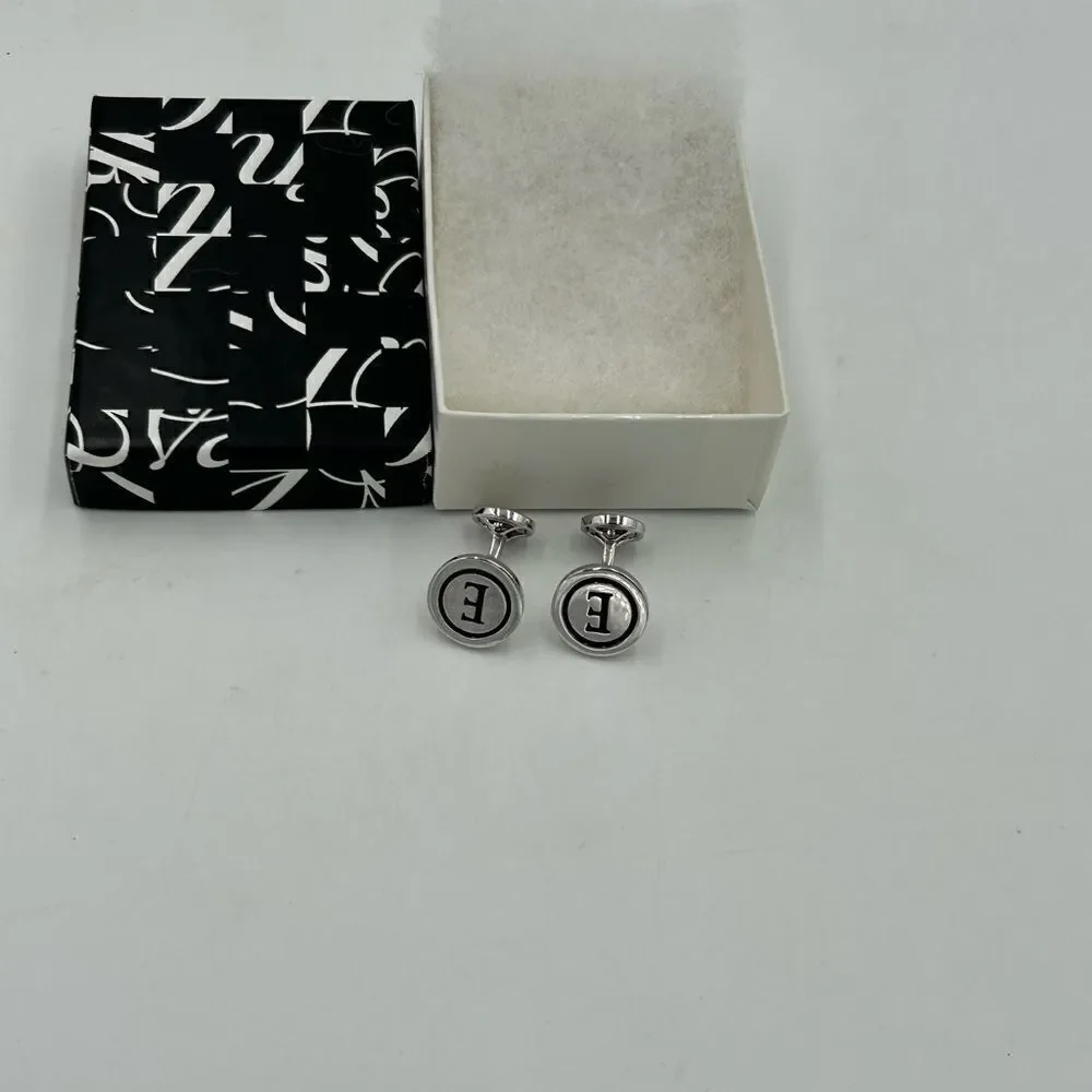 Men’s Saks, Fifth Avenue letter E silver cufflinks